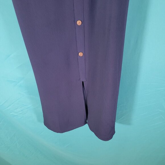 Monteau Womens Navy Button-Down Maxi Dress With Flutter Sleeves Belt & Slit Size - Picture 5 of 9